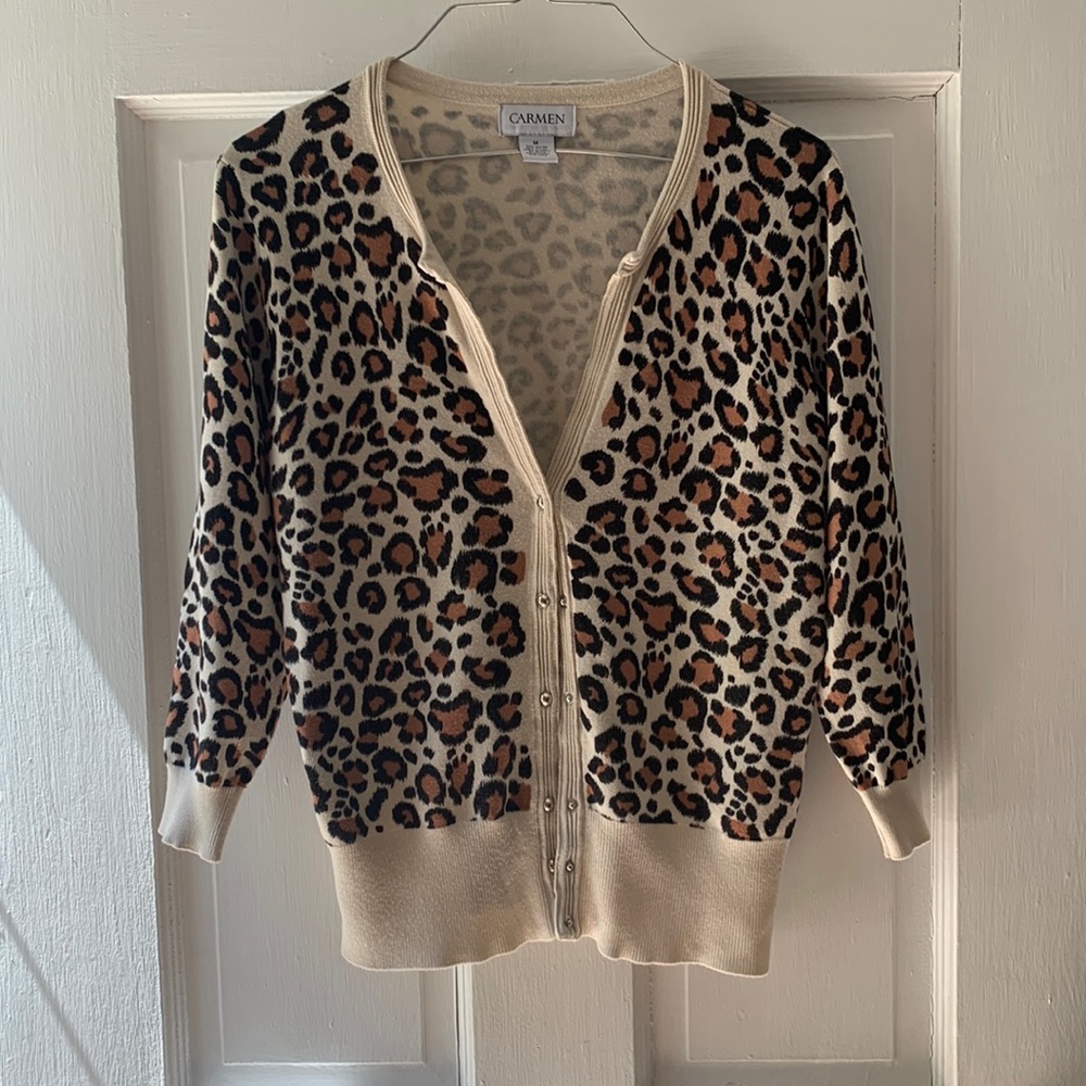 Leopard Print Quarter-Length Cardigan